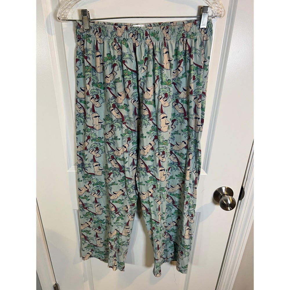 Peace Frogs Mens Pajama Pants Tiki Frog Graphic Print Blue XL